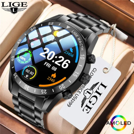 Lige 299 Amoled Smart Watch Black