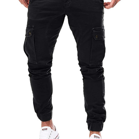 Premium Mens Slim Cargo Pants Black