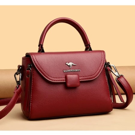 Luxury Designer Fashion High Quality Leather Kangaroo Handbag Maroon