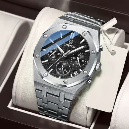 CHENXI Fashion Business Mens Quartz Stainless Steel Waterproof Men Wristwatch Silver (CX-948)