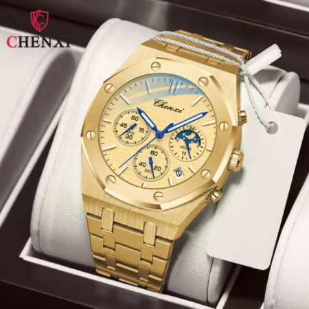 CHENXI Fashion Business Mens Quartz Stainless Steel Men Wristwatch Golden (CX-948)